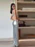 Backless Silvery Maxi Dres